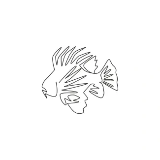 Terrifying Lionfish in One Line: Explore Spiky Features in a Dramatic Sea Creature