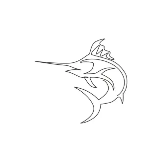 One-Line Wild Marlin Drawing: Discover Shape Movement in a Powerful Ocean Fish