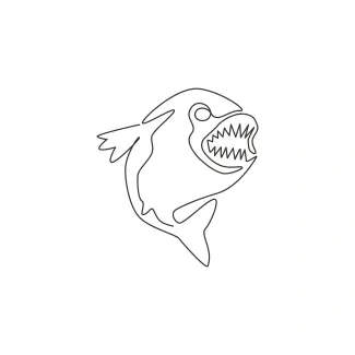 Angry piranha Angry Piranha in One Line: Practice Strong Features and Expressive Fish Outlines