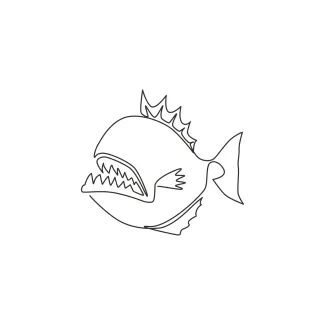 Fierce piranha Fierce Piranha Drawing in One Line: Study Intensity and Shape in One Simple Line