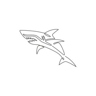 Aggressive shark One-Line Angry Shark Sketch: Focus on Emotion and Form in a Powerful Fish Drawing