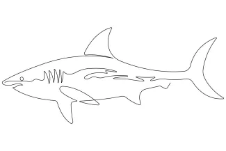 Easy One-Line Shark Drawing: Bold and Clear Shapes for Practice