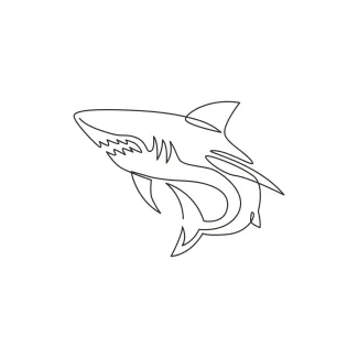 Shark One-Line Shark Drawing: Explore Classic Ocean Animal Forms Through Simple Outlines