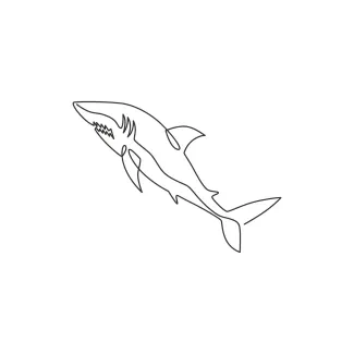 Shark sea fish predator Predator Shark in One Line: Learn Bold Outlines and Strong Features in One Shape