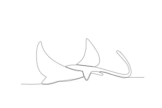 Adorable stingray Adorable Stingray One-Line Drawing: A Gentle Marine Shape for Beginners