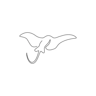 Cute stingray One-Line Cute Stingray Drawing: Learn Wide Shapes with a Gentle Underwater Animal