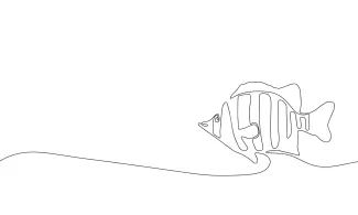 Beauty Tropical fish Tropical fish One-Line Drawing: Create Appealing Sea Shapes with Simple Lines