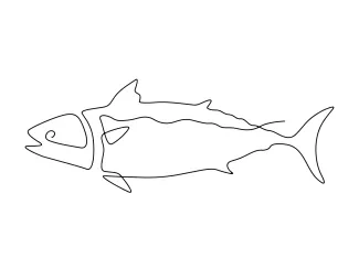 Tuna fish Tuna Fish One-Line Drawing: Build Skills with Long, Fast Ocean Shapes