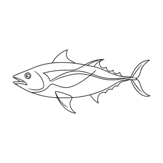 One-Line Tuna Fish Drawing: Practice Smooth Shapes with Streamlined Form