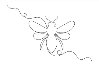 Honey Bee with Wings Spread: One Line Insect Drawing for Nature Lovers