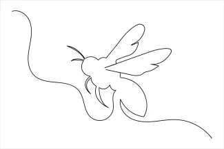 "One Line Bee Drawing: Capturing Flight and Buzzing Energy with Minimalist Art"