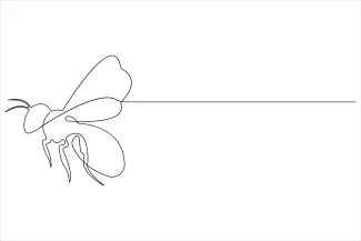 "Minimalist Honey Bee Drawing: Depicting Nature's Hardworking Pollinator with One Line Art"