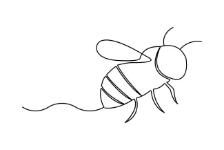 Flying Bee with Looping Wings: Easy One Line Drawing