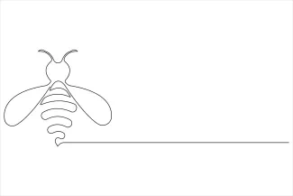Honey Bee "Minimalist Honey Bee Sketch: Depicting Nature's Hardworking Pollinator with One Line Art"
