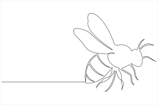Honey Bee "Continuous Line Honey Bee Drawing: Capturing Motion and Detail with Minimalist Art"