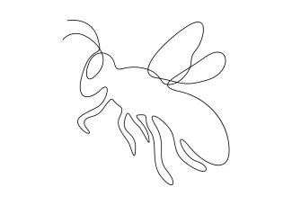 Honey Bee "Minimalist Honey Bee Illustration: Expressing Motion and Pollination with One Line Art"