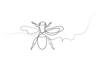 "Minimalist Honey Bee Sketch: Illustrating Elegance and Precision in One Line Art"