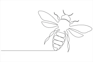 Honey Bee "Minimalist Honey Bee Sketch: Depicting a Hardworking Pollinator in One Line Art"