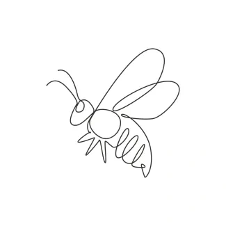 Bee One Line Drawing of a Bee for Fast and Simple Sketching Practice