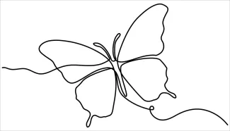 Butterfly Beautiful Flying Moth One Line Drawing of a Flying Moth: Great for Studying Insect Wings and Body Shape