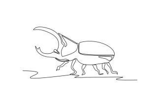 Rhinoceros beetle Rhinoceros Beetle in One Line: Draw Big Shapes and Learn Body Structure