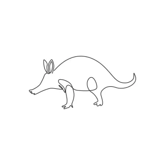 Adorable Aardvark "Minimalist Adorable Aardvark Drawing: A One-Line Study of Playful Animal Forms"