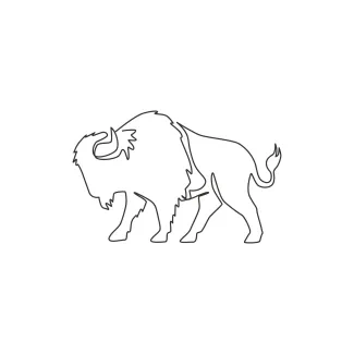 Elegance American Bison One Line Elegant Bison Drawing: Discover Form and Flow in Animal Sketches