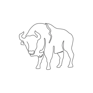Elegance American Bison One Line Elegant Bison Drawing: Learn Wildlife Form with Simple Lines