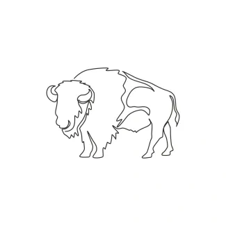 North American Bison One Line Bison Drawing: Practice Large Animal Shapes with Confidence