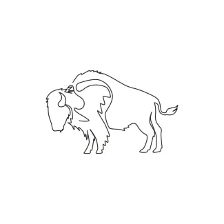 North American Bison One Line Bison Drawing: Practice Wildlife Forms with a Single Line