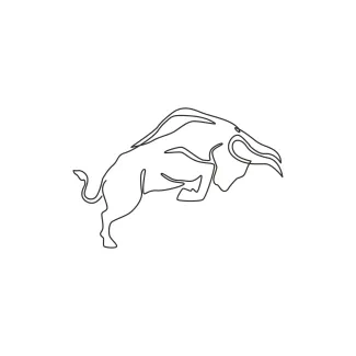 Elegance Buffalo One Line Elegant Buffalo Drawing: Draw Bold Animal Shapes with Clarity