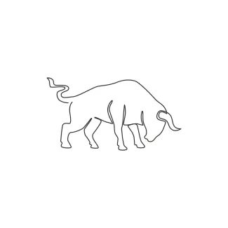 Elegance Buffalo One Line Elegant Buffalo Drawing: Simple Practice in Large Animal Shapes