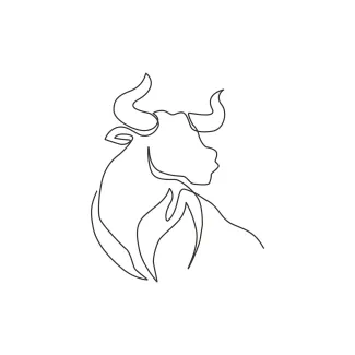 Elegance Buffalo Head One Line Buffalo Head Drawing: Study Structure with a Clean, Elegant Style
