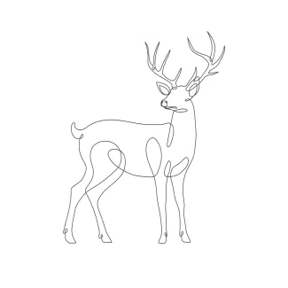 Deer "Minimalist Deer Art: A Single-Line Approach to Elegant and Recognizable Wildlife Forms"