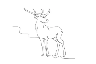 Beautiful Deer One-Line Drawing of a Beautiful Deer: Practice Peaceful Forms with Simple Shapes