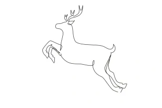Forest Wild Deer Standing One Line Standing Deer Drawing: Practice Tall Animal Poses with Simple Lines