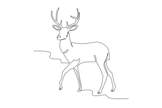 Deer Walking Simple One-Line Deer Walking Art: Practice Step-by-Step Motion Drawing