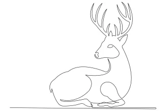 "Minimalist Wild Deer Sketch: A One-Line Study of Poised and Recognizable Shapes"