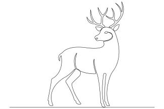 Wild Deer "One-Line Wild Deer Sketch: A Minimalist Approach to Capturing Natural Wildlife"
