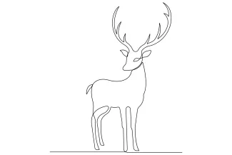 Wild Deer One-Line Drawing of a Wild Deer: Study Nature with a Minimalist Style