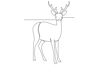Wild Deer Simple One-Line Drawing of a Wild Deer: Nature Art Made Easy