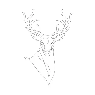 Deer Head "One-Line Deer Head Art: A Minimalist Study of Iconic Animal Features"