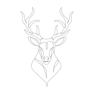 "One-Line Deer Head Art: A Simplified Approach to Iconic Animal Features"