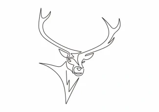 Reindeer Head One Line Reindeer Head Drawing: Learn to Sketch Holiday Favorites Easily