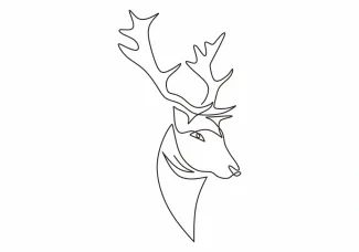 Deer Reindeer Head One Line Reindeer Head Drawing: Explore Facial Structure in Simple Form