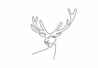Deer Reindeer Head One Line Reindeer Head Drawing: Explore Symmetry and Structure Simply