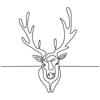 Deer Reindeer Head One Line Deer Head Drawing: Master Antler Shapes with Easy Line Art