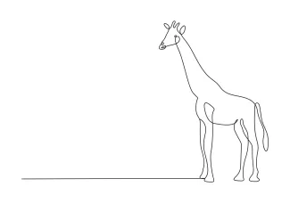 "Minimalist Giraffe Art: A One-Line Study of Unique and Elegant Animal Forms"