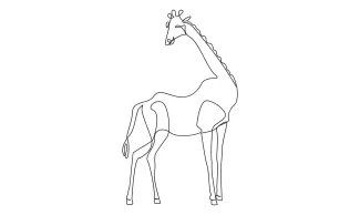 Giraffe "Minimalist Giraffe Sketch: A One-Line Study of Iconic Wildlife Proportions"