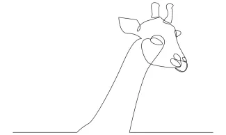 Giraffe "Minimalist Giraffe Illustration: A Single-Line Study of Tall Animal Forms"